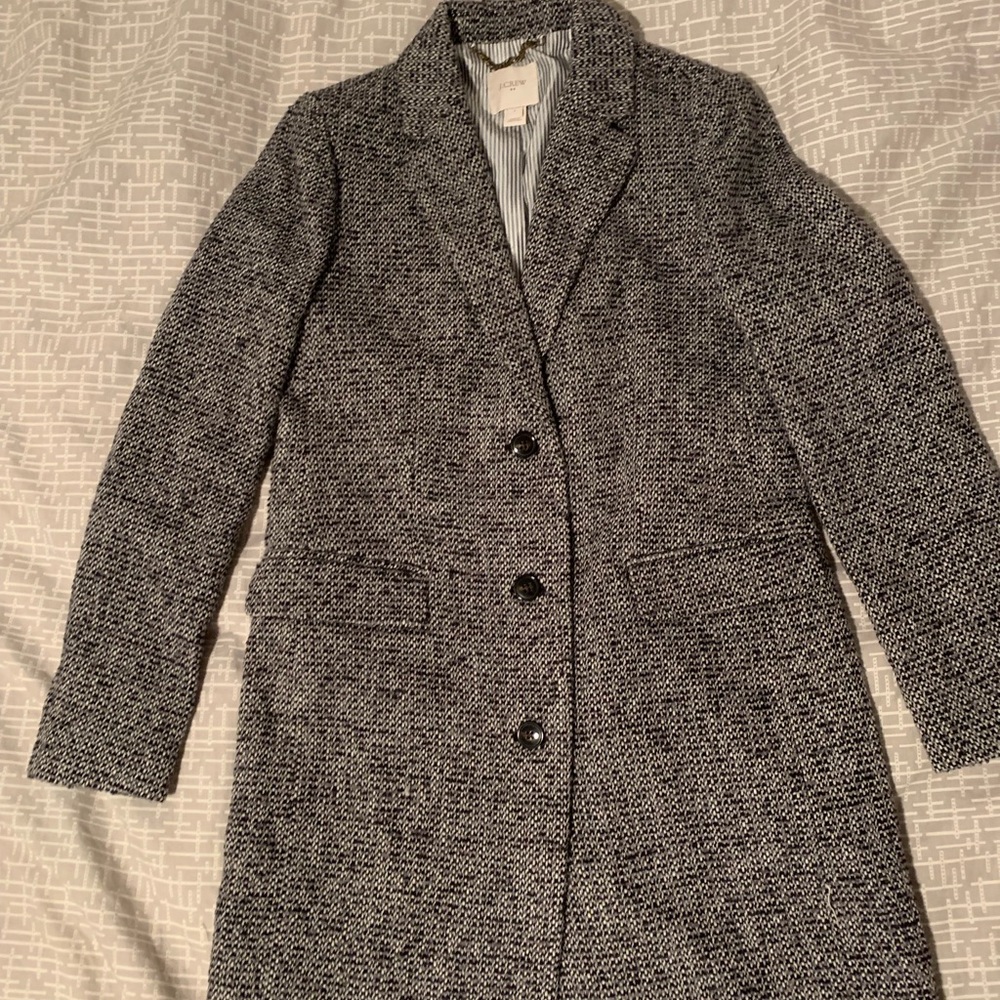 J crew dark tweed topcoat